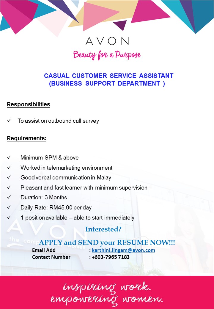careers avon malaysia avon customer service